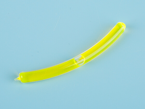 Fluorescent arc glass tubular bubble level with a single tip