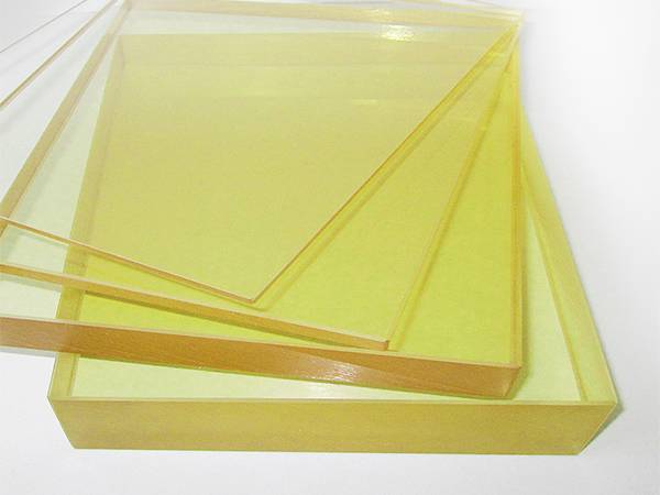 Four kinds of yellowish radiation shielding glasses of different thickness
